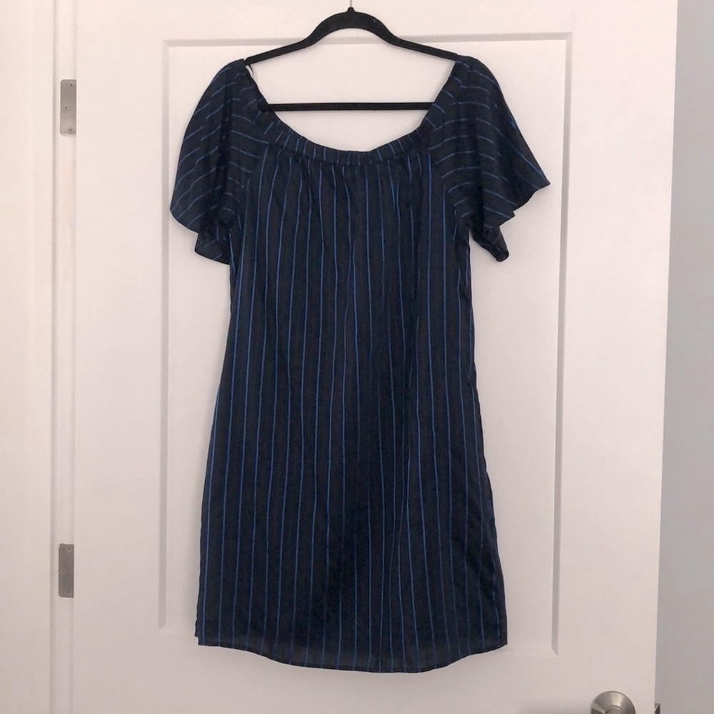 Sz Medium, Banana Republic, Blue Pinstripe dress